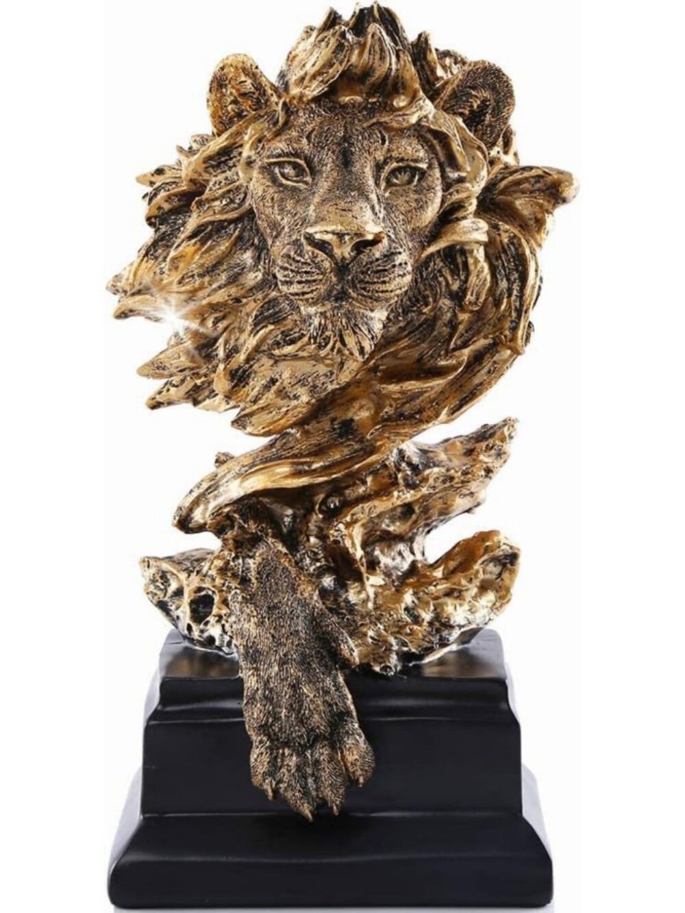Majestic Sandstone Lion Statue - King of Beasts Collectible Figurine, Golden